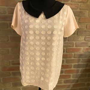 Ivory Polka Dots w/Black Collar Blouse